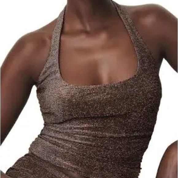 Reformation Tops - NWOT Reformation Brown Sparkle Molly Halter Top Medium Knit Top